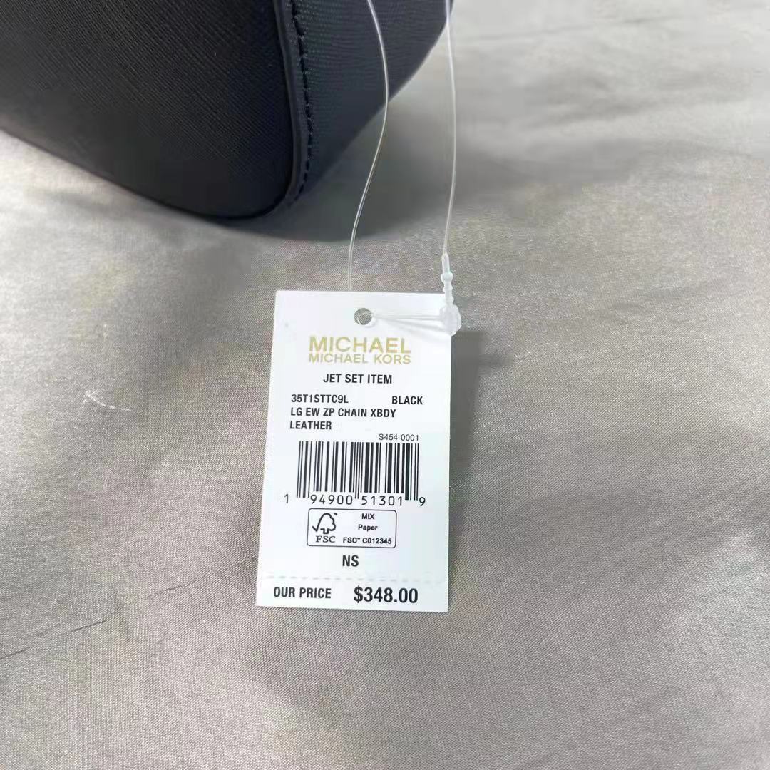 MICHAEL KORS 35T1STTC9L JET SET LARGE SAFFIANO LEATHER CROSSBODY BAG IN BLACK MICHAEL KORS 35T1STTC9L JET SET LARGE SAFFIANO LEATHER CROSSBODY BAG IN BLACK